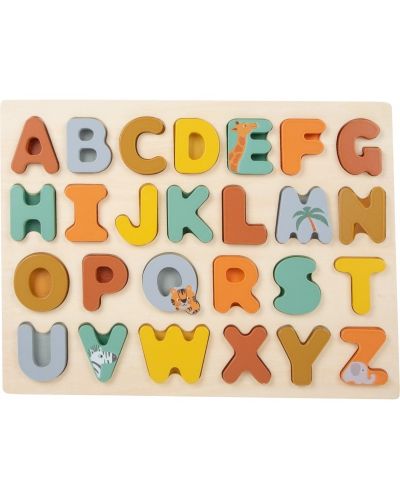 Puzzle educațional din lemn Small Foot - Safari cu alfabetul englezesc  - 1
