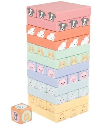 Joc din lemn Orange Tree Toys - Jenga, Animale de fermă - 1