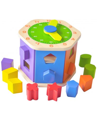 Jucărie din lemn Acool Toy - Sorter hexagonal cu ceas - 2