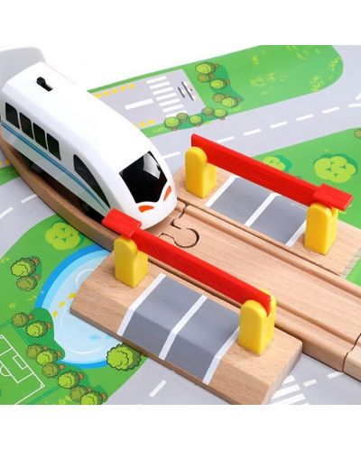 Acool Jucărie de jucărie din lemn șine de cale ferată și tren cu baterii - 50 de elemente - 3