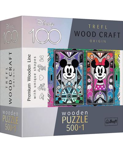 Puzzle din lemn Trefl 500+1 piese - Mickey și Minnie Mouse - 1