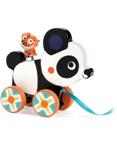 Jucărie de tragere din lemn Djeco - Panda Billy - 1
