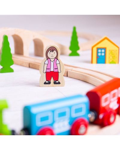 Set din lemn - Trenulet cu sine si figurine, 40 piese - 3