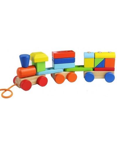 Tren din lemn din elemente geometrice Acool Toy - 1