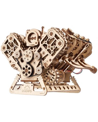 Puzzle 3D din lemn Ugears din 776 piese - Motor V8 | Ozone.ro