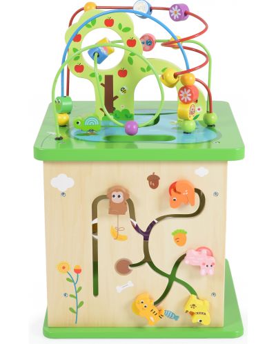 Cub de jucării din lemn Tooky Toy Cube - Centrul de joacă, Forest - 3