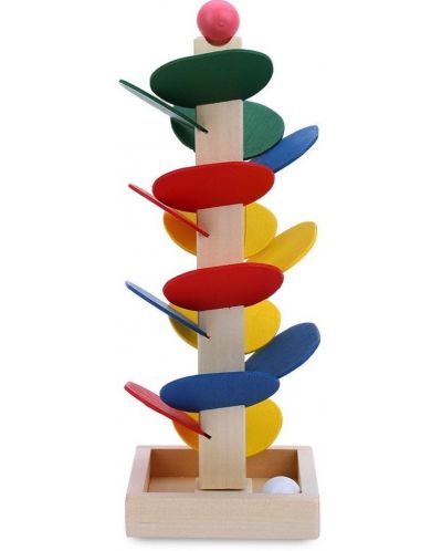 Jucărie din lemn Smart Baby - Turn cu bile care cad - 1