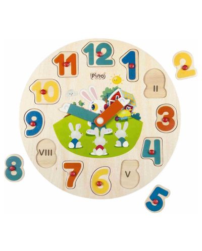 Puzzle-ceas din lemn  Pino - Clovn - 4