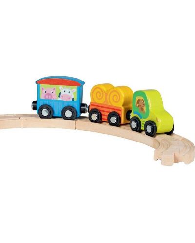Jucărie din lemn Goki - Tractor cu remorcă, cu conexiune magnetică - 2