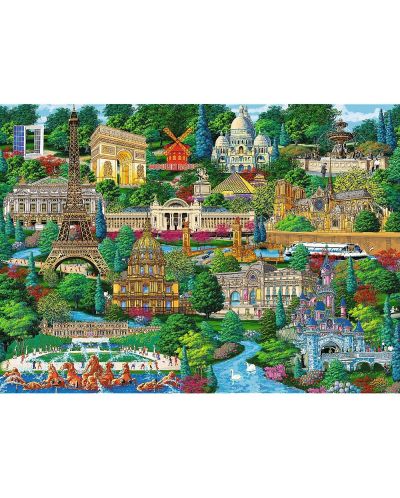 Puzzle din lemn Trefl de 1000 piese - Obiective turistice franceze - 2