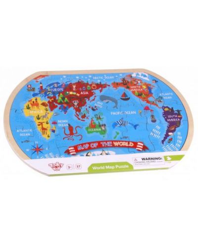 Puzzle din lemn Tooky toy - Harta lumii - 2