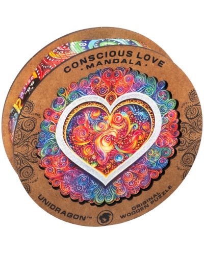 Puzzle din lemn Unidragon de 200 de piese - Mandala Conscious Love (dimensiune M) - 1