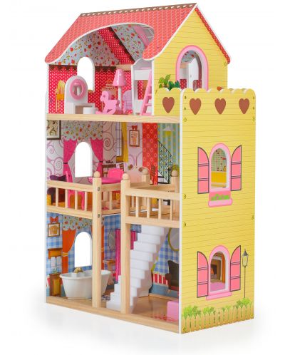 Casa de păpuși din lemn Moni Toys - Emily, cu 17 accesorii - 3