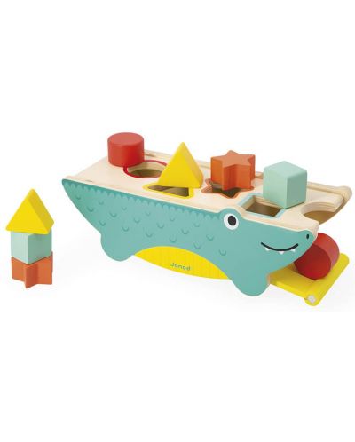 Jucărie din lemn Janod - Crocodil, cu 8 matrițe - 3