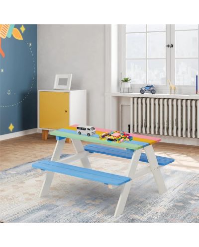 Set din lemn pentru copii Ginger Home - Masă cu bancă pentru picnic, Rainbow - 5