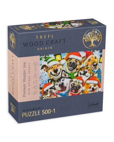 Puzzle din lemn Trefl din 500+1 de piese - Câini de Crăciun - 1