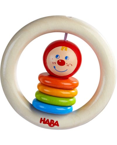 Jucărie de lemn pentru bebeluși Haba - Clovnul colorat - 1