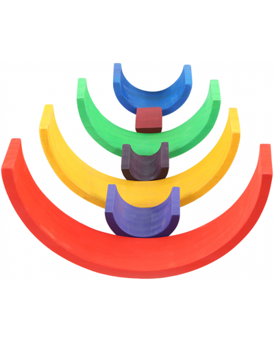 Set de joacă din lemn Smart Baby - Curcubeu colorat, 12 piese - 6