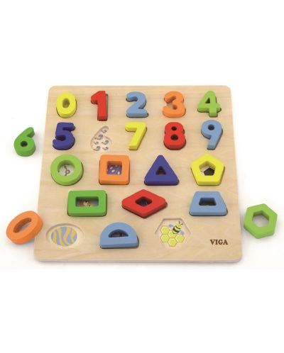 Puzzle din lemn Viga - Numere și forme - 1