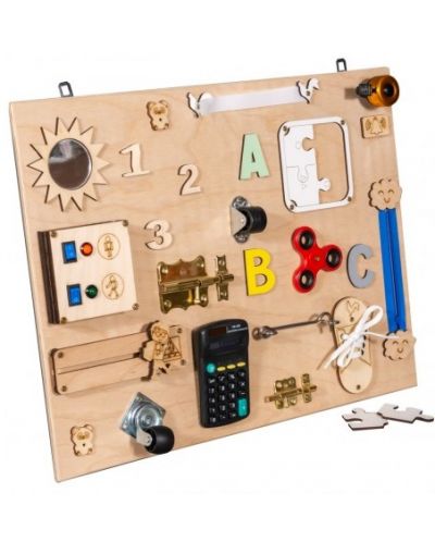 Jucărie de lemn Montessori cu tablă senzorială Moni Toys - 3
