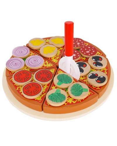 Set din lemn Kruzzel - Pizza cu accesorii - 5