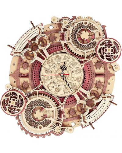  Puzzle 3D din lemn Robo Time de 168 de piese – Ceas de perete zodiac - 1