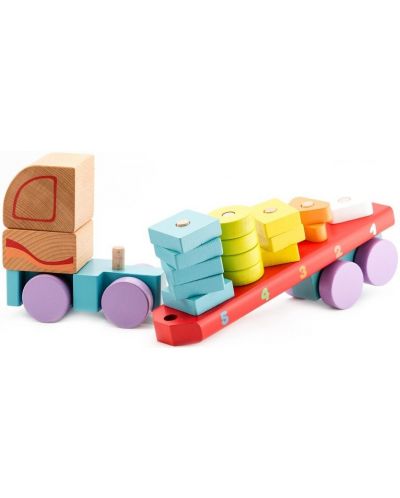 Cubika Jucărie cu sfori din lemn - autobuz, sortator de forme geometrice - 4
