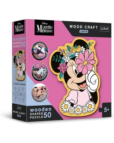 Puzzle de 50 de piese din lemn Trefl - În lumea lui Minnie Mouse  - 1