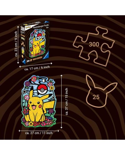 Puzzle din lemn Ravensburger 300 de piese - Pokémon: Pikachu - 2