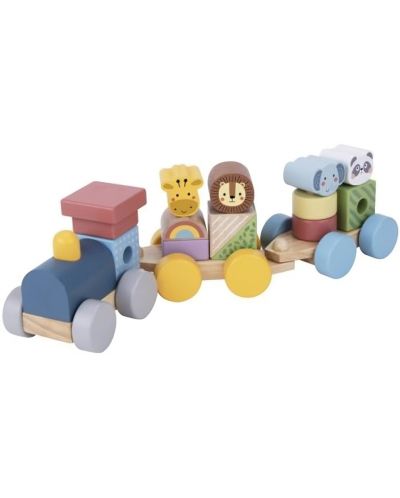 Tren sortator din lemn Tooky Toy - Animale - 2