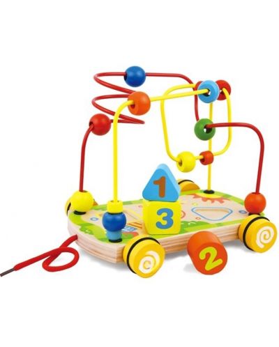 Jucărie din lemn Acool Toy - Labirint cu mărgele pe roți, Montessori - 1