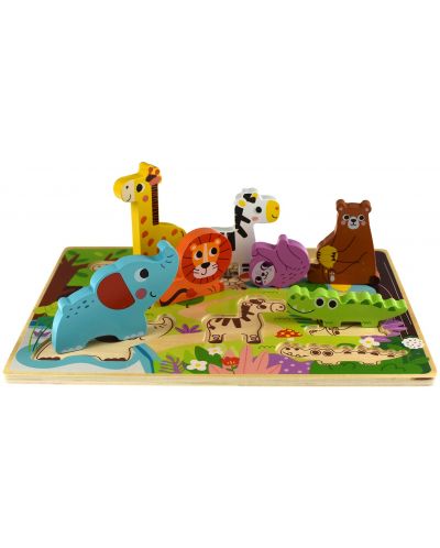 Puzzle 3D din lemn Jucărie Tooky - Animale sălbatice - 2