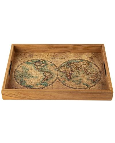Tava de servire din lemn Manopoulos - Harta lumii - 1