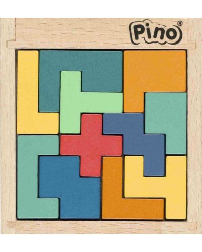 Mini Puzzle din lemn Pino, 11 piese, culori pastelate - 1