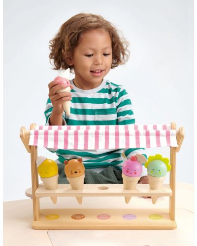Jucărie din lemn Tender Leaf Toys - Stand de înghețată, zâmbete și conuri - 2