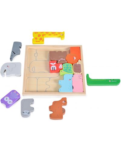 Puzzle din lemn cu animale Moni Toys - 2