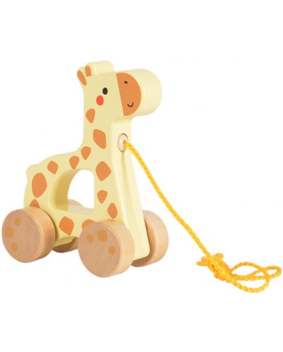 Jucărie de tracțiune din lemn Tooky Toy - Giraffe - 1
