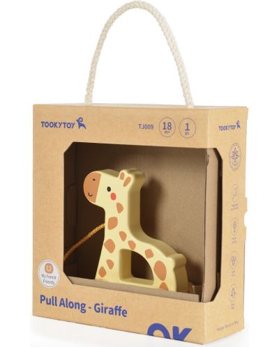 Jucărie de tracțiune din lemn Tooky Toy - Giraffe - 4