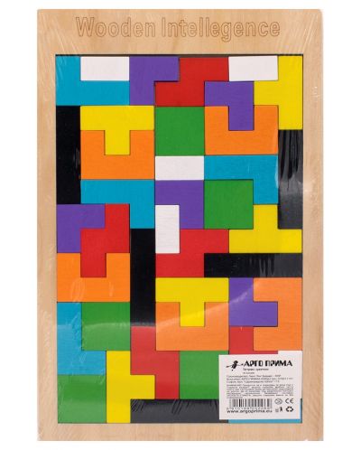 Tetris din lemn B-MAX, culori vii, dimensiune A4 - 1