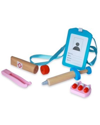 Set din lemn Smart Baby - Accesorii medicale într-o pungă de pânză - 6