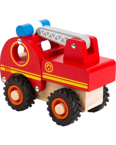 Jucarie din lemn Small Foot - Camion de pompiere, rosie - 2