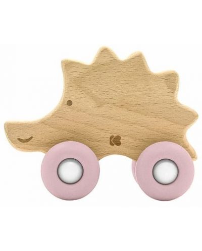 Jucarie din lemn cu inel gingival Kikka Boo - Hedgehog, Pink - 1