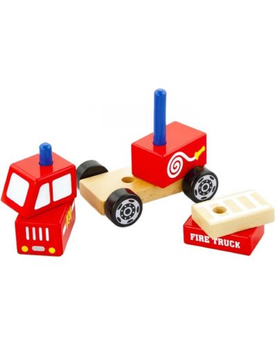 Jucărie din șiruri de lemn Viga - Camion de pompieri - 2