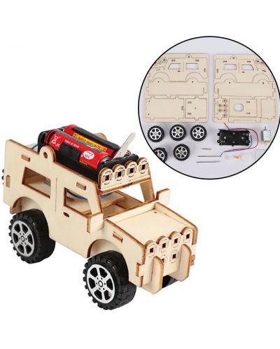 Acool Toy - jeep din lemn DIY, cu baterii - 2