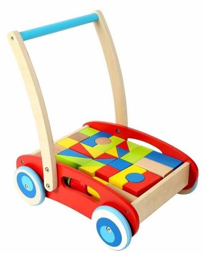 Premergator din lemn cu cuburi Tooky Toy - 2 in 1 - 1