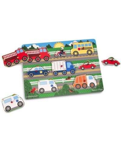 Puzzle din lemn, cu manere Melissa & Doug - Vehicule - 2