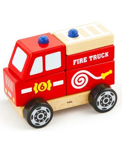 Jucărie din șiruri de lemn Viga - Camion de pompieri - 3