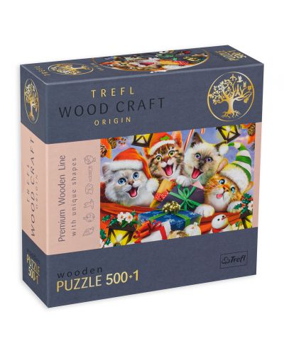 Puzzle din lemn Trefl din 500+1 de piese - Pisici de Crăciun - 1