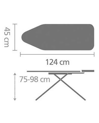 Masă de călcat cu suport pentru fier de călcat și raft Brabantia - Ecru, C 124 x 45 cm - 8