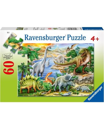 Puzzle pentru copii Ravensburger  din 60 piese - Viața preistorică - 1